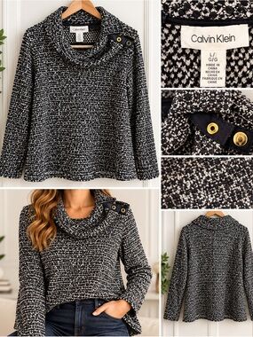 Women's Calvin Klein Black and White Sweater